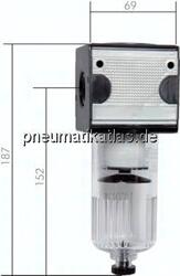 F 12 M MULTIFIX Filter, G 1/2", Baur. 2, mit Metallbehälter und Sichtrohr