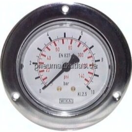 MSE 4040 CR Einbaumanometer (CrNi/Ms), Frontring, 40mm, 0 - 40 bar