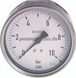 MW 40100 CR Manometer waagerecht (CrNi/Ms), 100mm, 0 - 40 bar