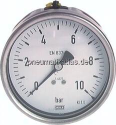 MW 1063 ES Chemie-Manometer waagerecht, 63mm, 0 - 10 bar