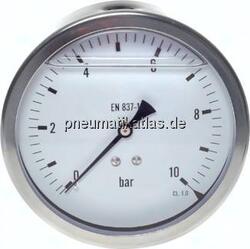 MW 25100 GLY CRE Glycerin-Manometer waagerecht (CrNi/Ms),100mm, 0 - 25bar