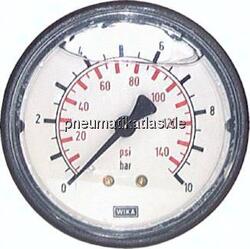 MW -1963 GLY Glycerin-Manometer waagerecht (KU/Ms), 63mm, -1 bis 9 bar