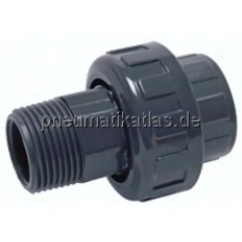 PVCGVAG 40114 FKM Klebe-/Gewindeverschraubung, PVC-U/ FKM, 40mmxR 1 1/4" AG