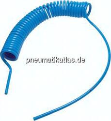 SP PUN 85/6 PUR-Spiralschlauch 8 x 5 mm, blau, 6 mtr. Arbeitslänge