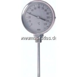 TS 100160100 Bimetallthermometer, senk-recht D160/0 - 100°C/100mm