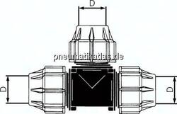 18040-63 PEX-Rohrverschraubung, T-Stück, PP, 63 mm