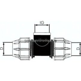 18140-5011250 PEX-Rohrverschraubung, T-Stück, PP, 1 1/2"(IG)-50mm