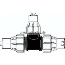 18340-403240 PEX-Rohrverschraubung, T-Stück, PP, 40-32-40 mm