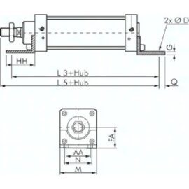TA 32 ISO 15552-Fußwinkel 32 mm, Stahl verzinkt