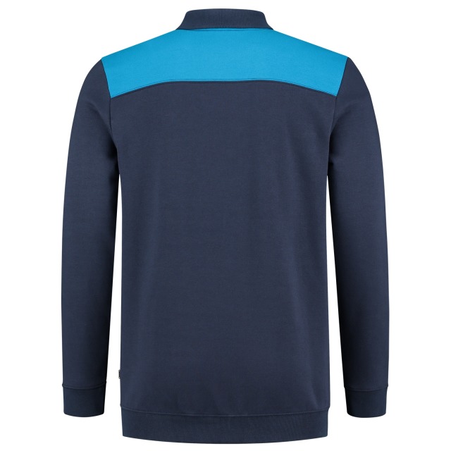 Tricorp Sweatshirt Polokragen Bicolor Quernaht 302004 Ink-Turquoise