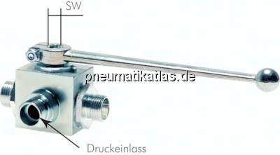 KH 3/28 L T HD Hochdruck-3-Wege Kugelhahn, T-Bohrung, 28 L, PN 160