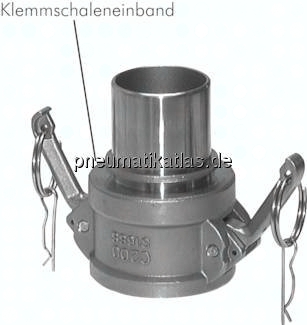 KLDS 19 ES-DIN DIN/EN-Kamlock-Kupplung (C) 19mm Schlauch, Edelstahl (1.4408)
