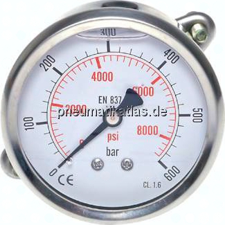 MFRE 60063 GLY CRE Glycerin-Einbaumanometer, 3kt-Frontring, 63mm, 0 - 600 bar