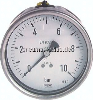 MW 60100 ES Chemie-Manometer waagerecht, 100mm, 0 - 60 bar