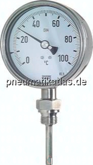 TS 12010063 ES Bimetallthermometer, senk-recht D100/0 - 120°C/63mm